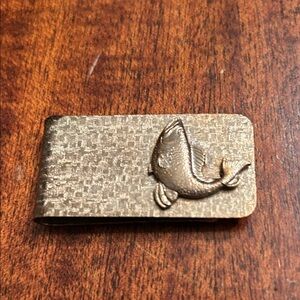 Money Clip- Vintage- Goldtone with Sport Fish